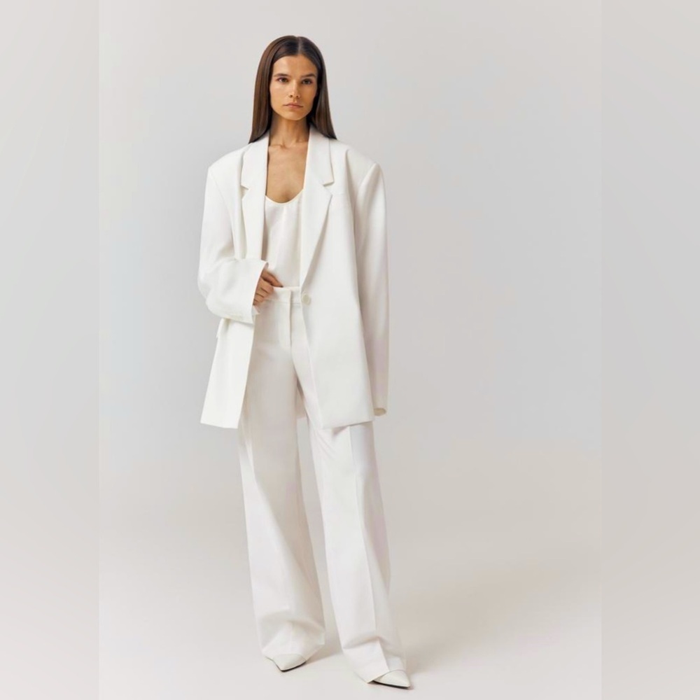 Bazilika Single-Breasted Oversized Blazer Milk Os